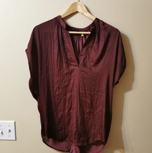 H&M, 4, Burgundy Red Cap Sleeve Blouse